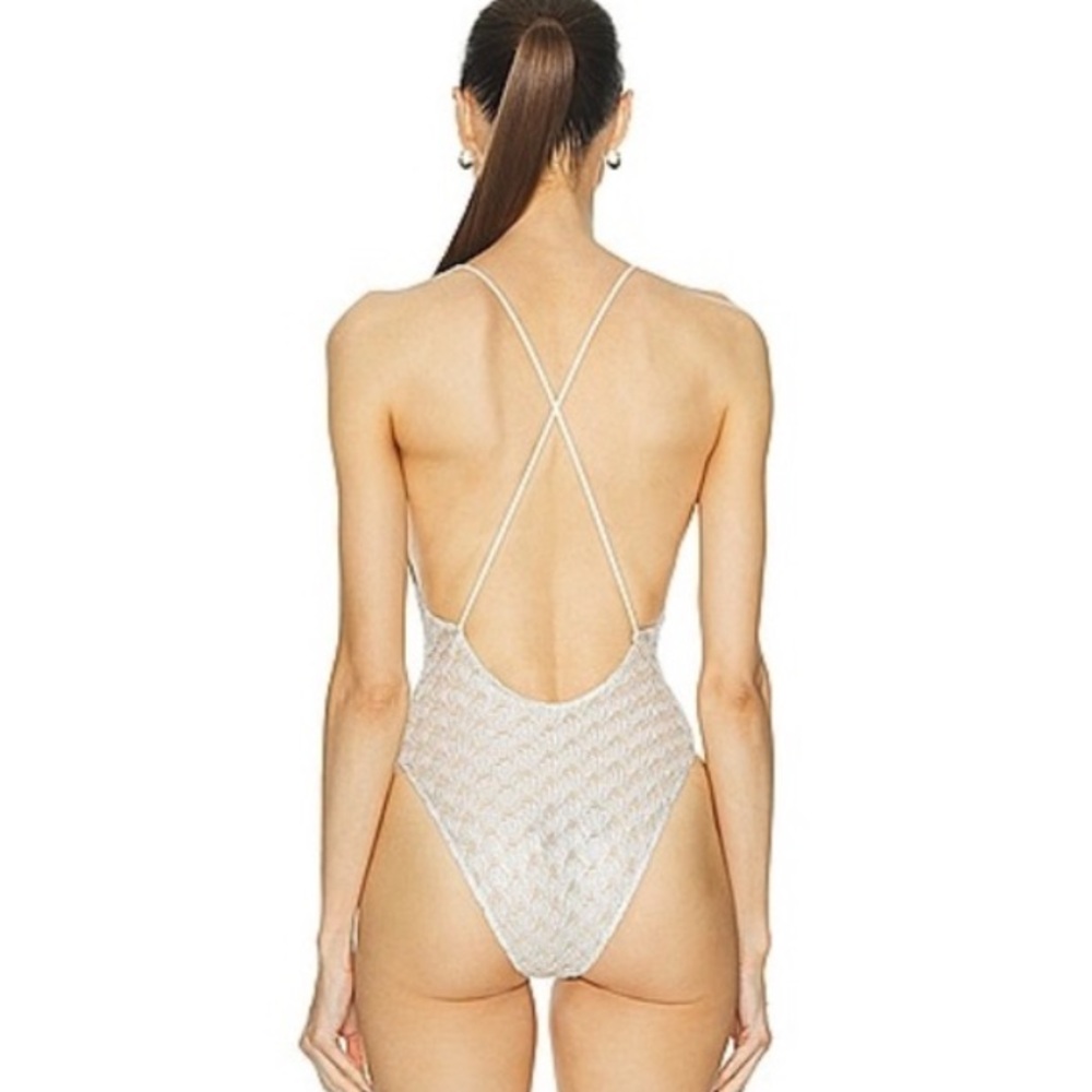 NWT Missoni crochet white silver one piece swimsuit IT 40/ S - Picture 8 of 8